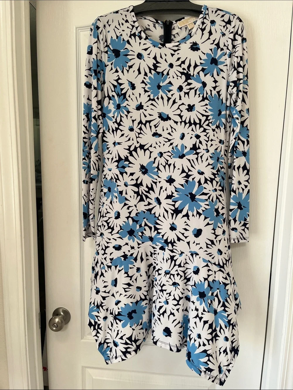 Michael Kors long sleeve Dress - White & Blue daisy print, M